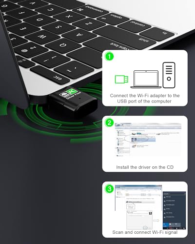 USB WiFi Adapter for Desktop PC, RENGOGA 600Mbps Dual Band 2.4G 5.8G Wireless WiFi Adapter for Laptop, Wireless Network Support Windows 11/10/8/7/Xp, USB Dongle for PC
